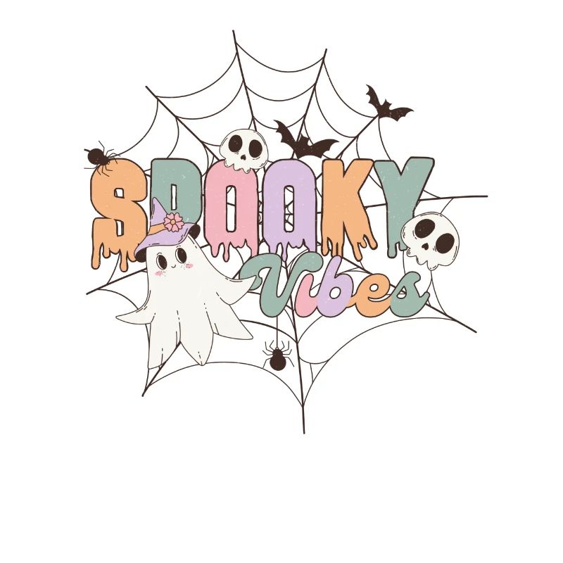 Spooky Vibes: Rétro Halloween Ghost Spider Web