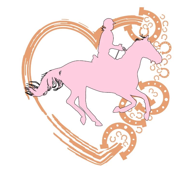 Pferd und Mädchen reiten Design mit Herz