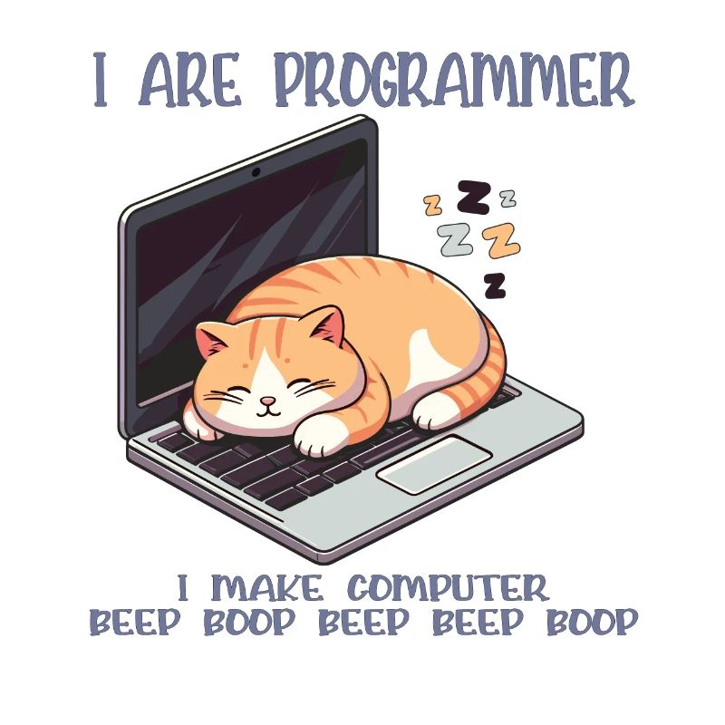 I are programmer, fat sleeping cat