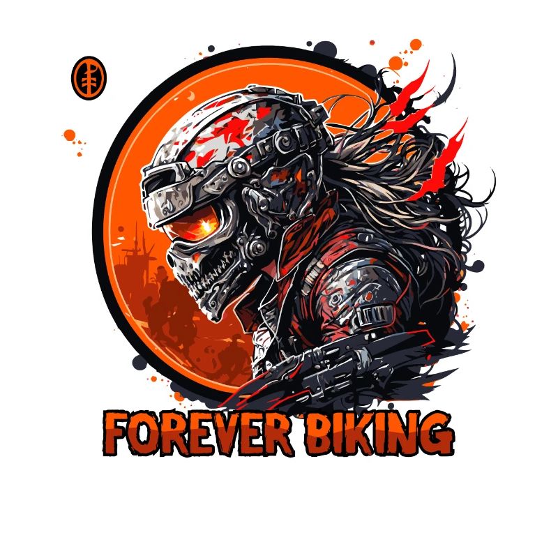 Forever Biking: Skull Emblem Riding a Motorcycle