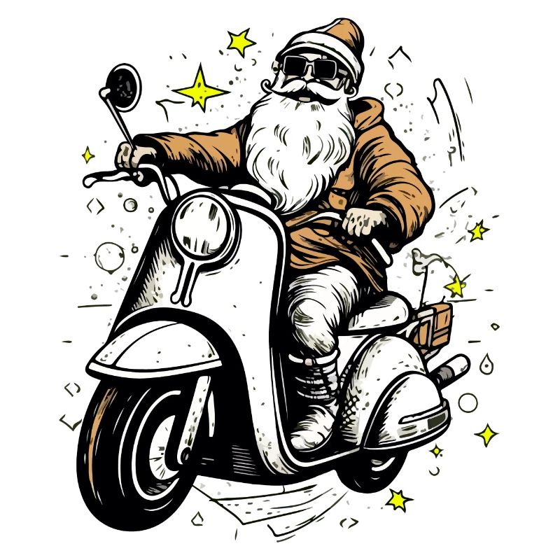 Weihnachtsmann auf seinem Roller