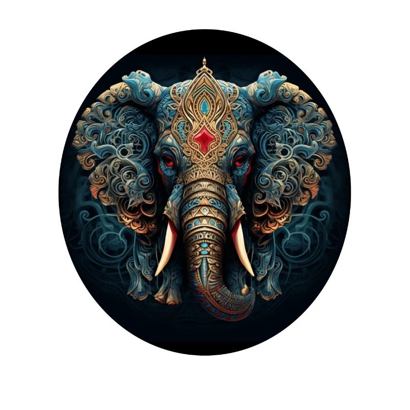 Éléphant Mandala bleu