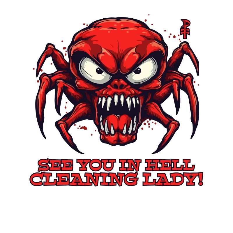 Evil angry crazy cartoon skull spider