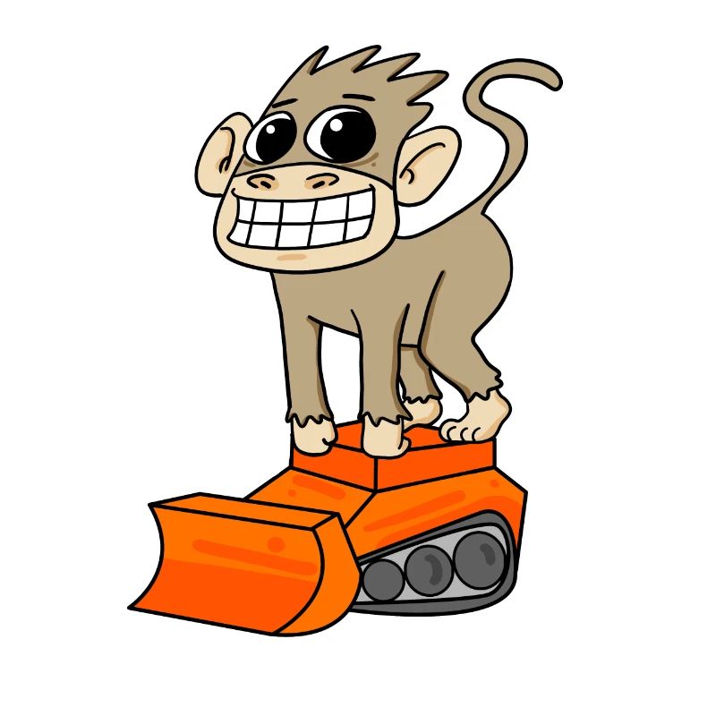 Affe Bagger Baggerfahrer Motiv
