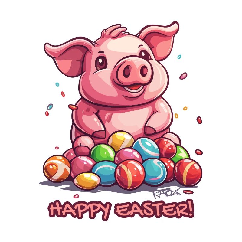 Happy Easter: Happy Pig Easter Egg