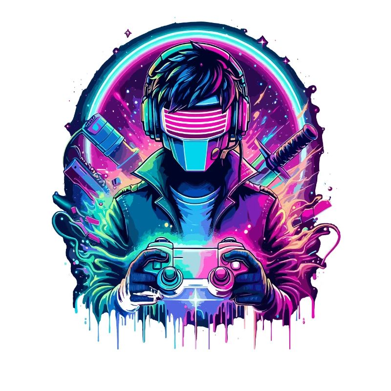 Neon Cyber Controller - Retro Gaming Power