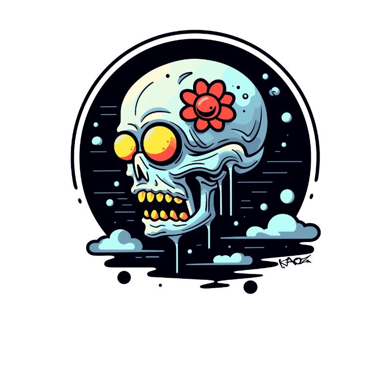 Clouds and Flowers Skull