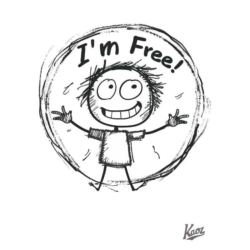 Strichmännchen-Figur: Ich bin frei!