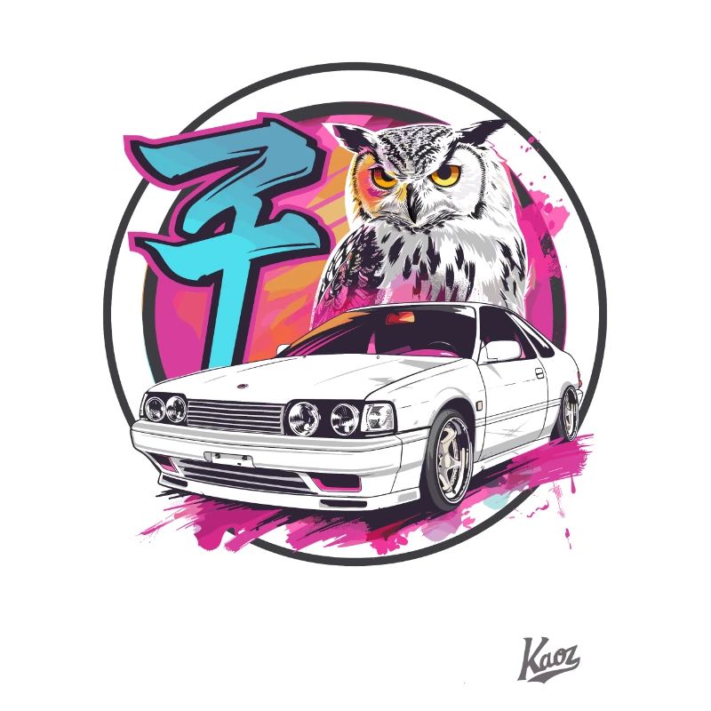 Farbexplosion: Eule und JDM Street Car