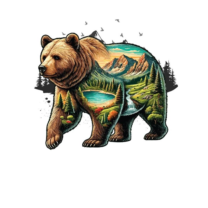 Wilderness Inside the Bear Retro Vintage
