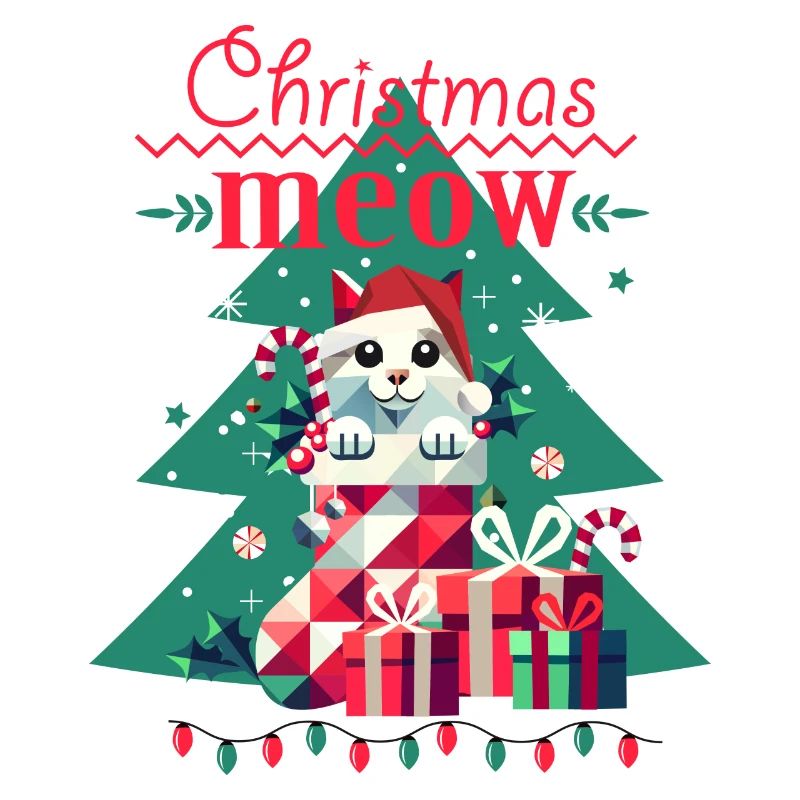 Chat espiègle en bas - Style de Noël laid