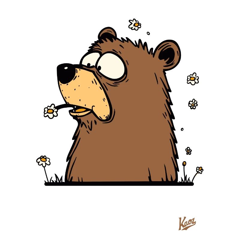 The funny chamomile flower bear