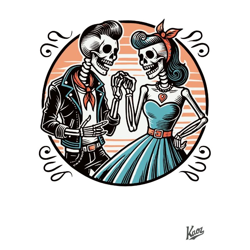 Retro Rockabilly Skeleton Pair