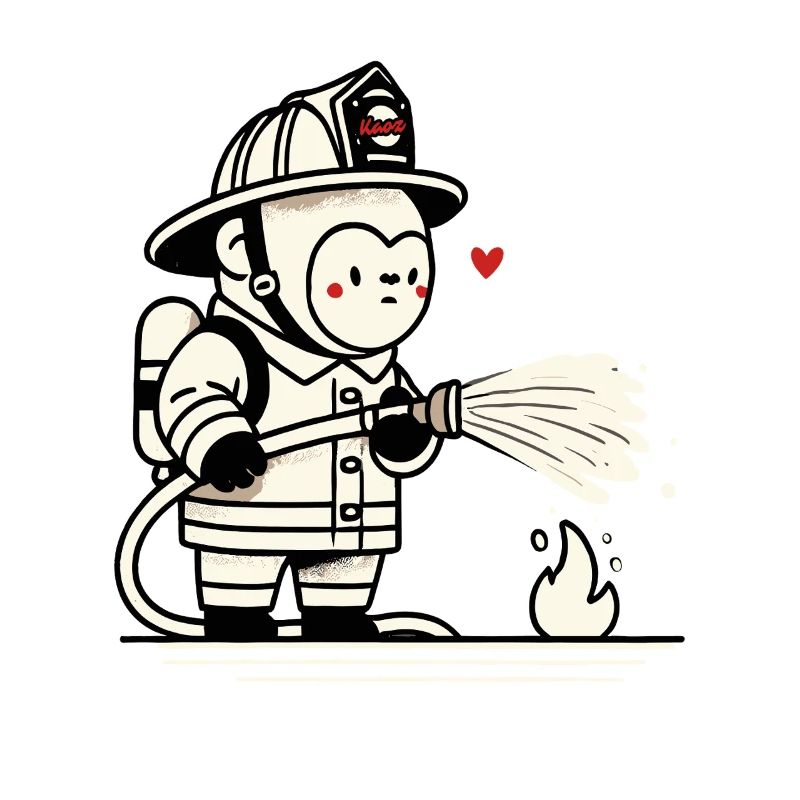 Little gorilla firefighter