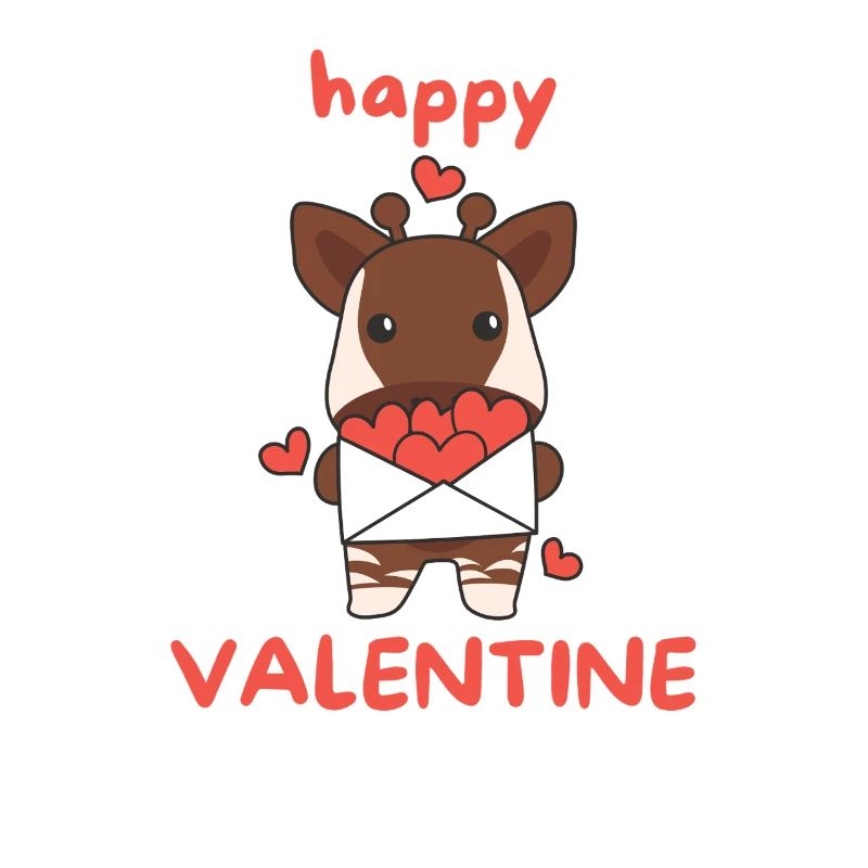 Okapi for Valentine's Day cute animals with hearts