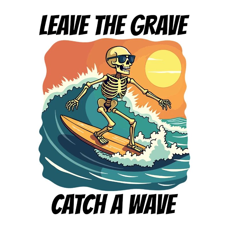 Surfing Surfing Skeleton Fun Cool Beach Vacation