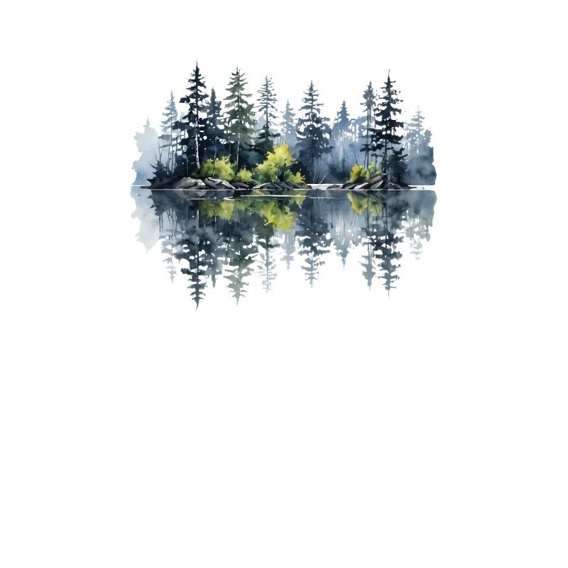 Watercolor Pine Reflection