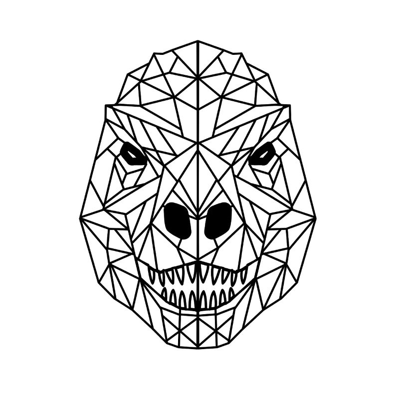 T-Rex Head Geometric Line Drawing