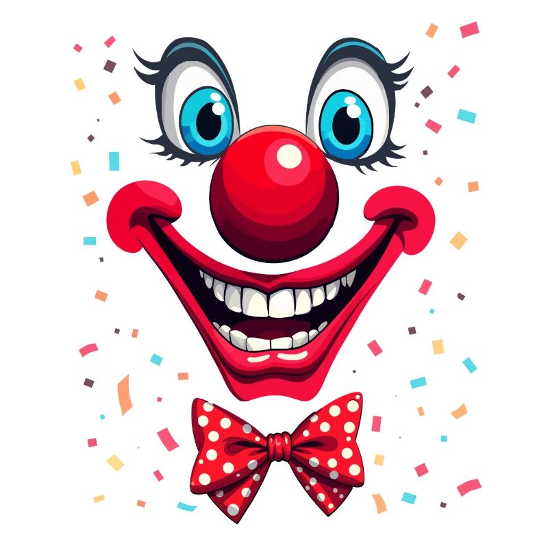 Visage de Clown Coloré avec Nœud Papillon
