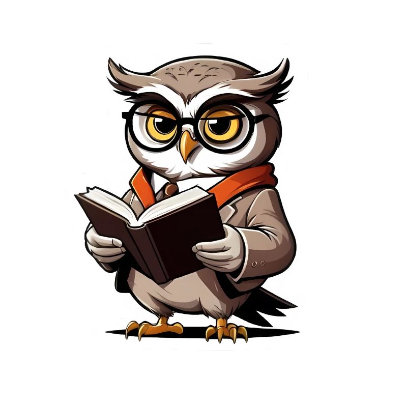 Eule mit Brille und Buch