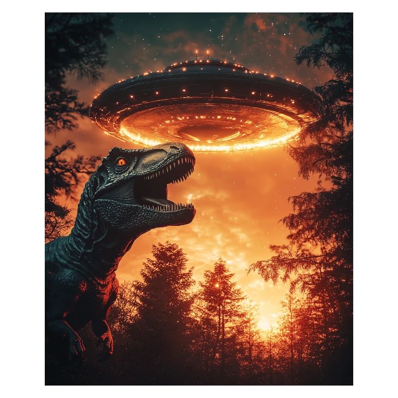 T-Rex Selfie mit UFO