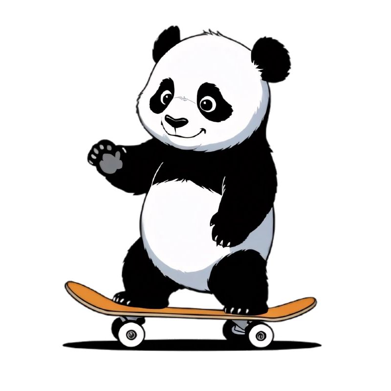 Cuddly Bear Panda on Skateboard