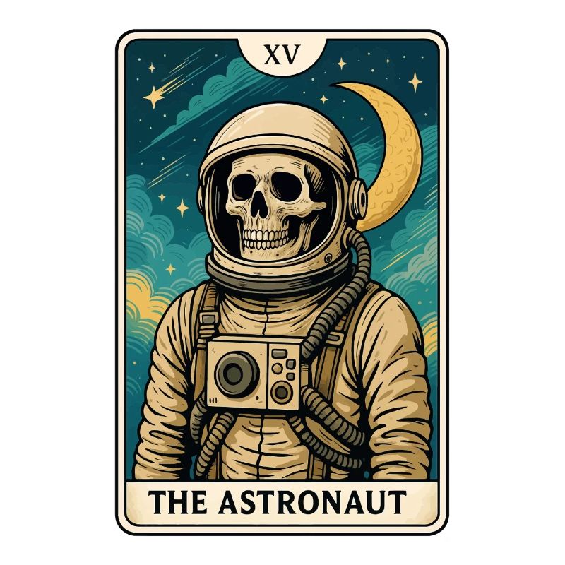 Astronaut with skull and starry sky