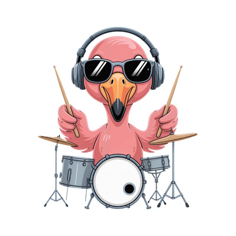 Flamingo Schlagzeuger Mit Kopfhörern
