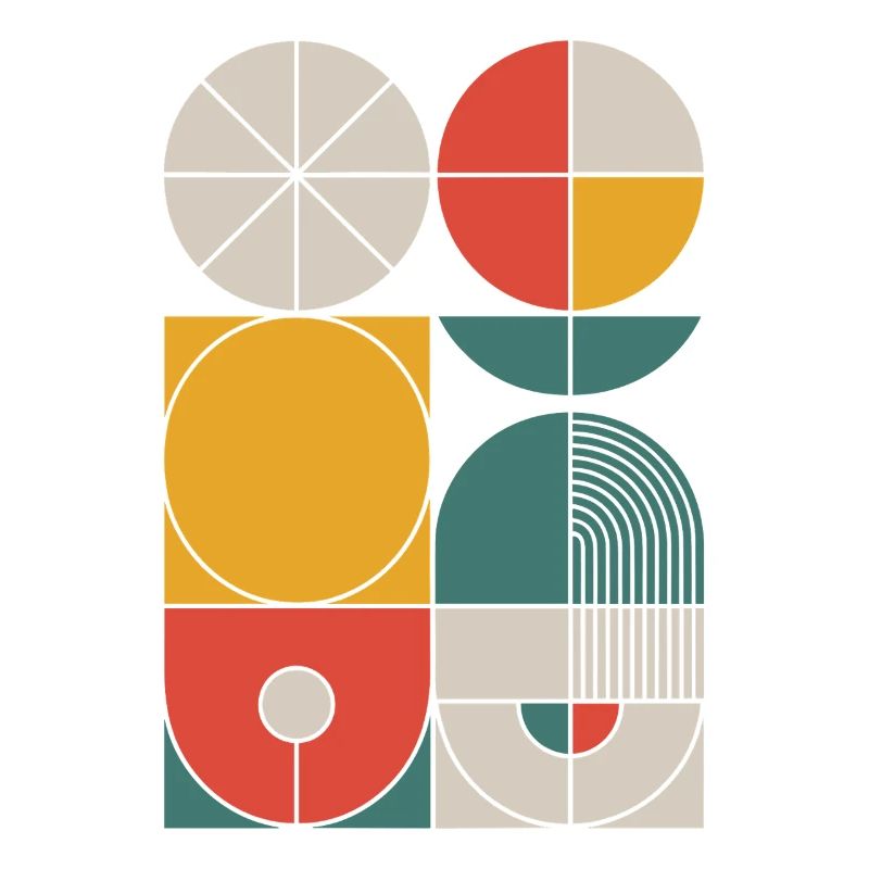 Bauhaus Geometric Shapes Composition