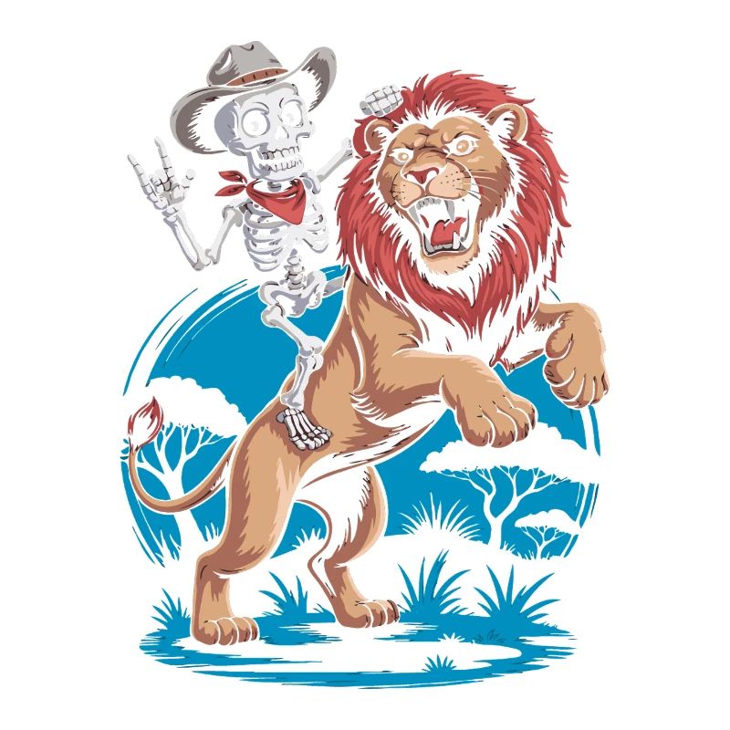 Conception d’aventure de lions et de squelettes