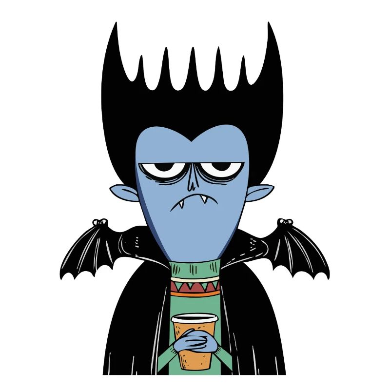 Coffee Vampire | Funny Vampire with Bat Wings