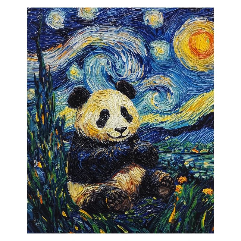 Panda Bear Van Gogh Style Starry Night