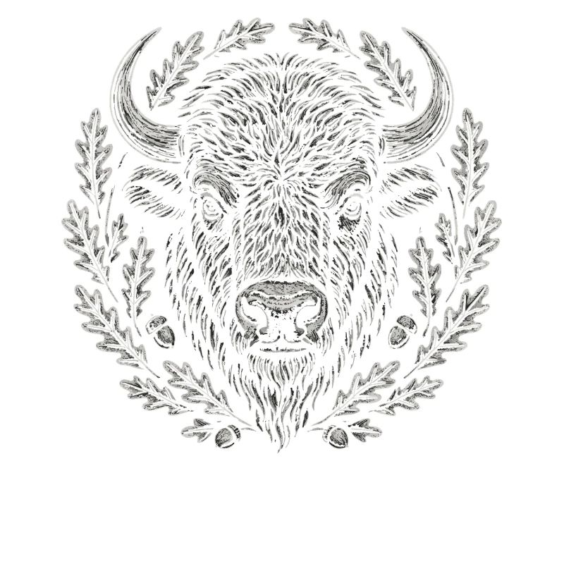 Europäischer Bison mit Eichenkranz Kunst