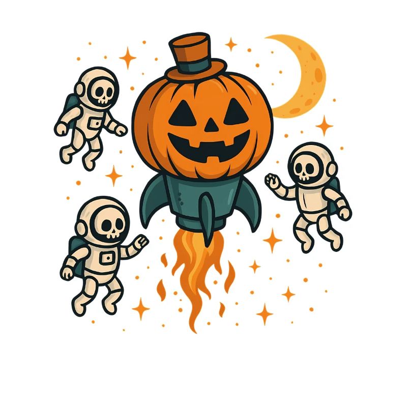 Halloween Rocket Pumpkin in Space