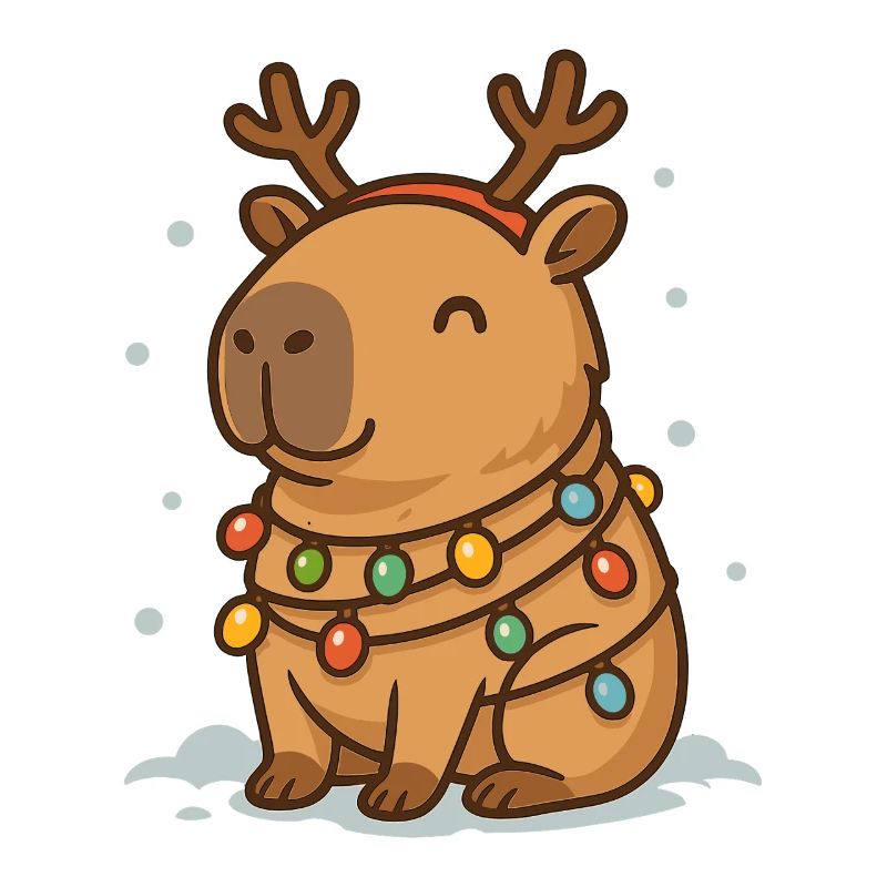 ✨ Rentier-Capybara mit Lichterkette 🎄