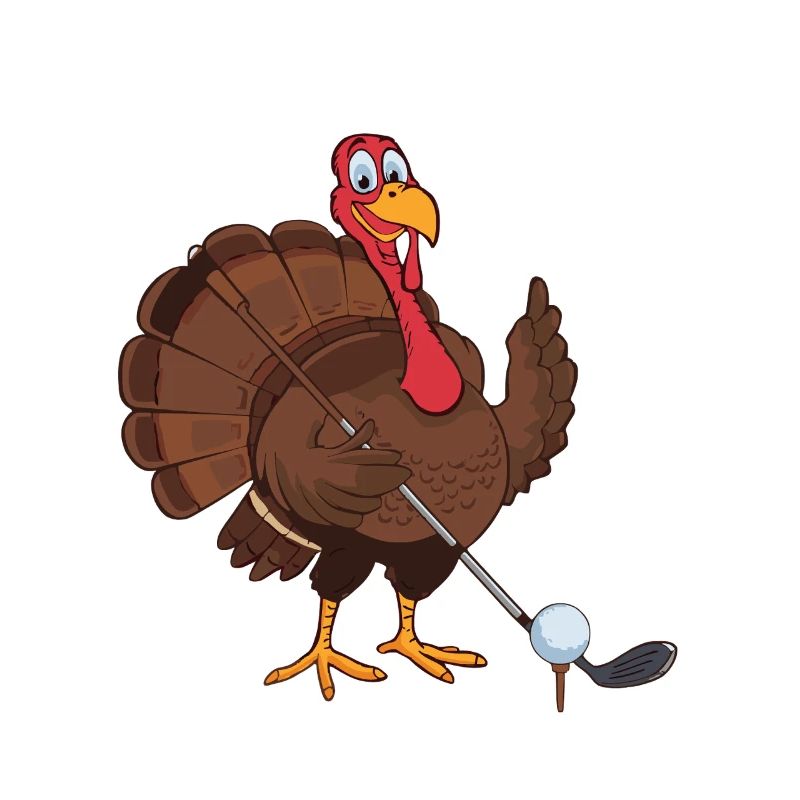 Funny Turkey Playing Golf
