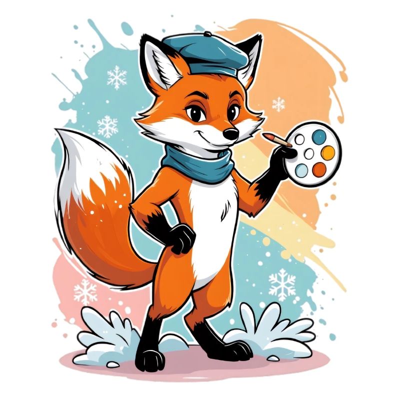 Fuchs Künstler mit Farbpalette