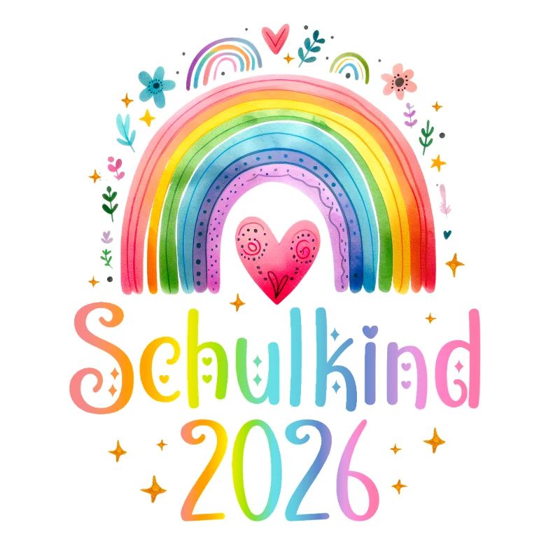Schulkind 2026 Regenbogen Herz