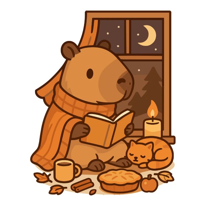 Coin lecture Capybara – Soirée d’automne douillette