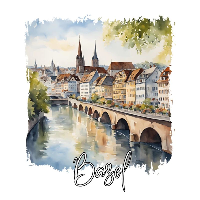 Basel Aquarell, Basel Schweiz