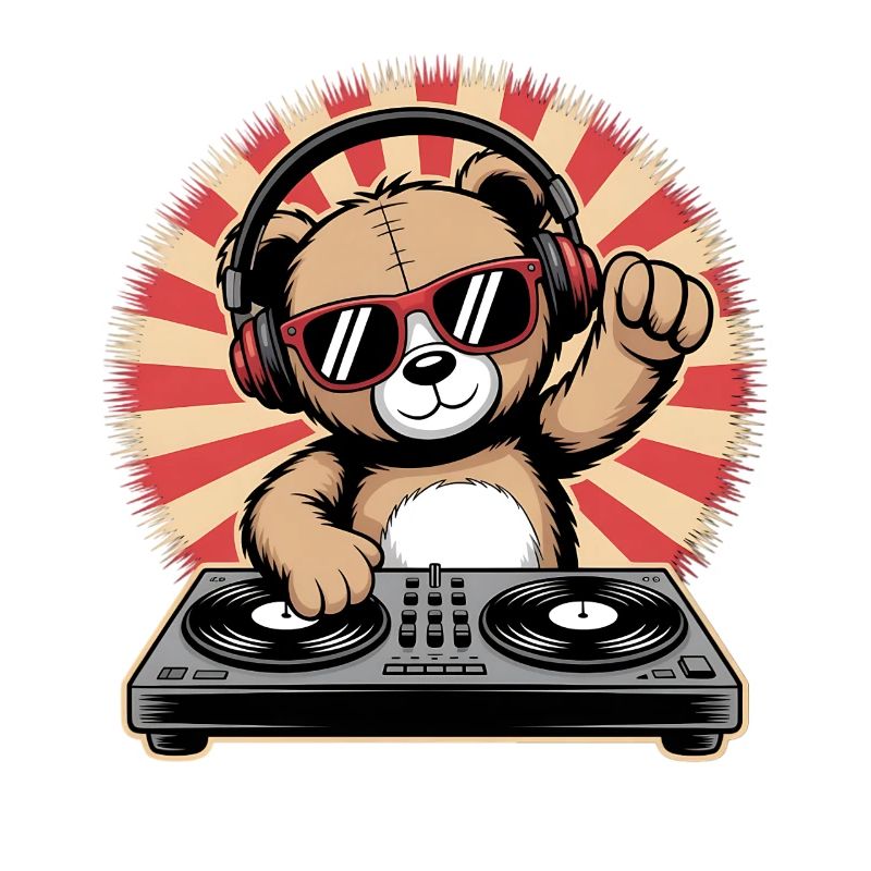 DJ Bär mit Kopfhörern