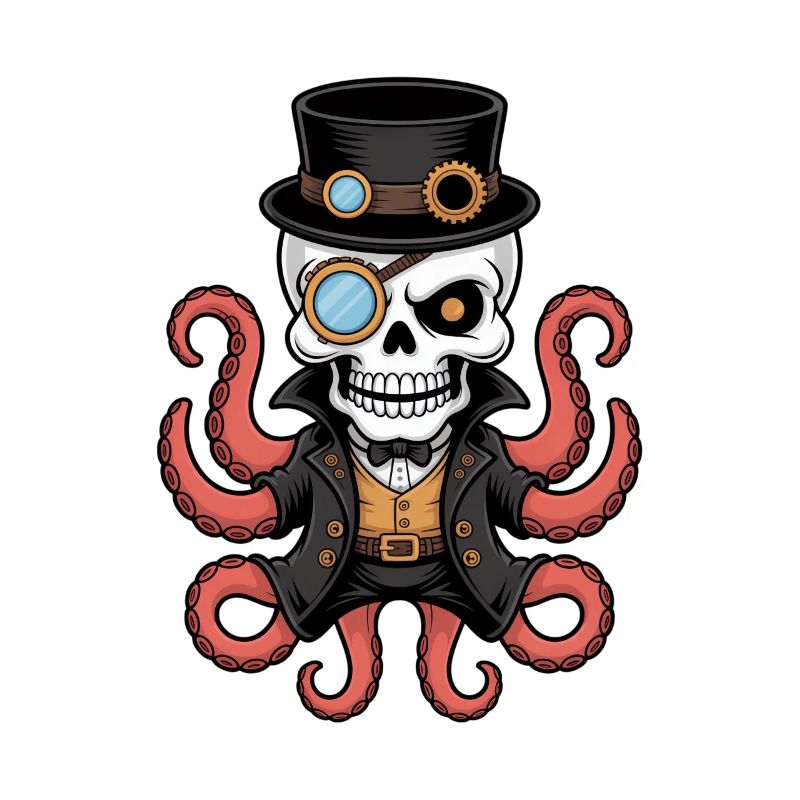 Pieuvre dans le style steampunk avec monocle