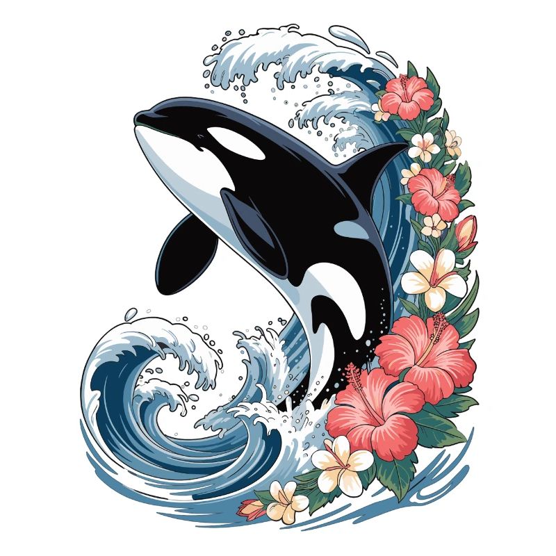 Orque dans les vagues tropicales