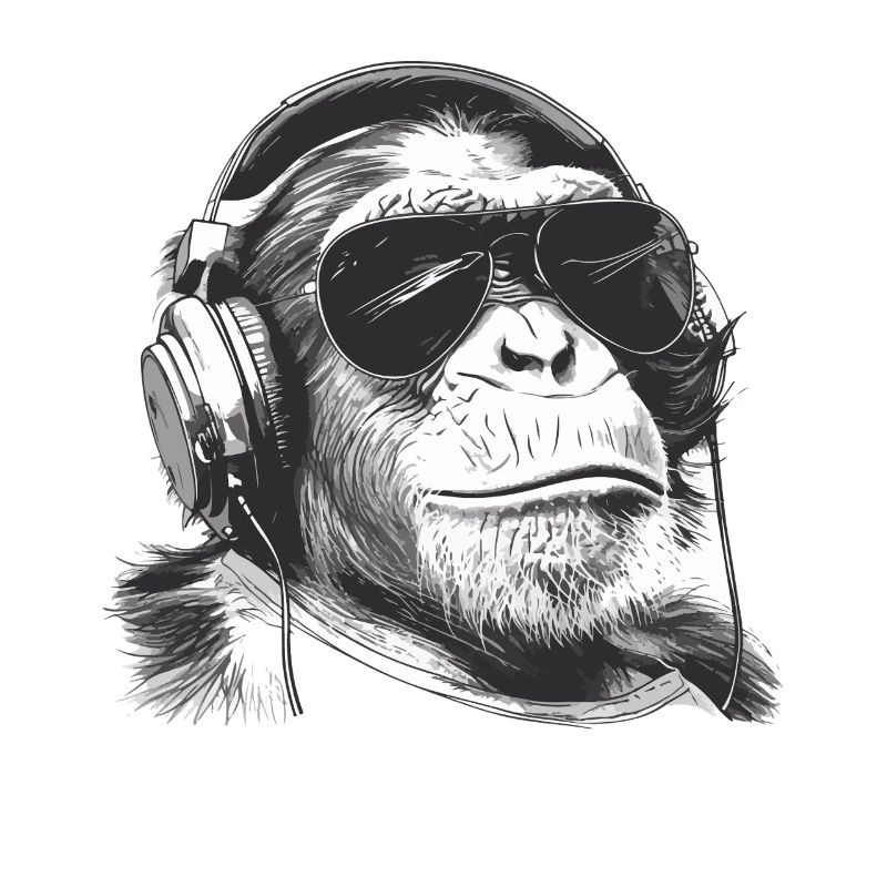Affe DJ mit Kopfhörern
