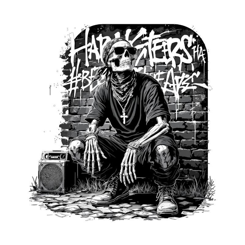 Skelett Graffiti mit Boombox