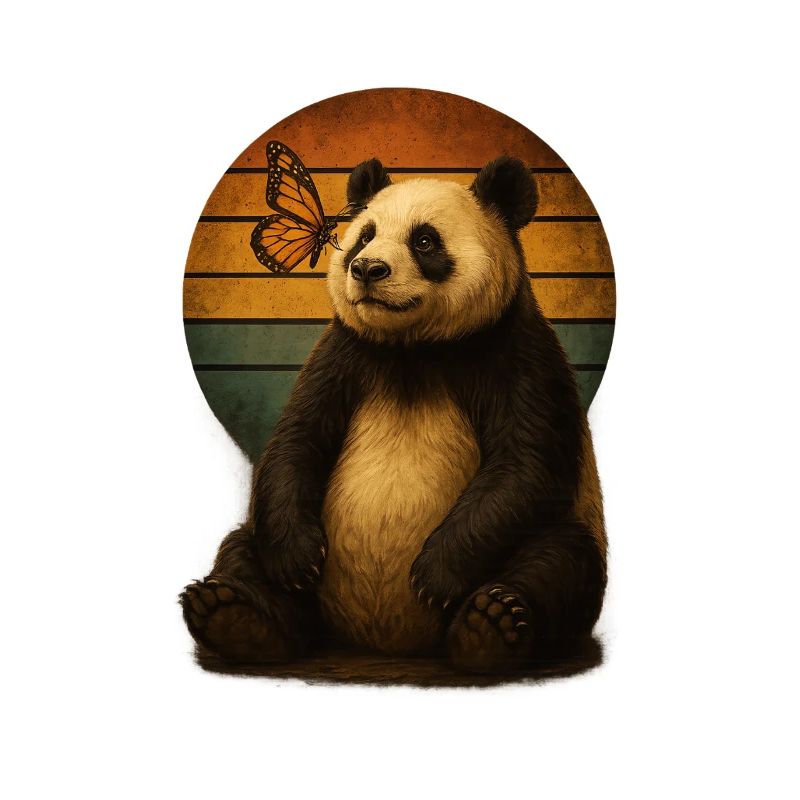 Panda Schmetterling Retro Tierfreunde