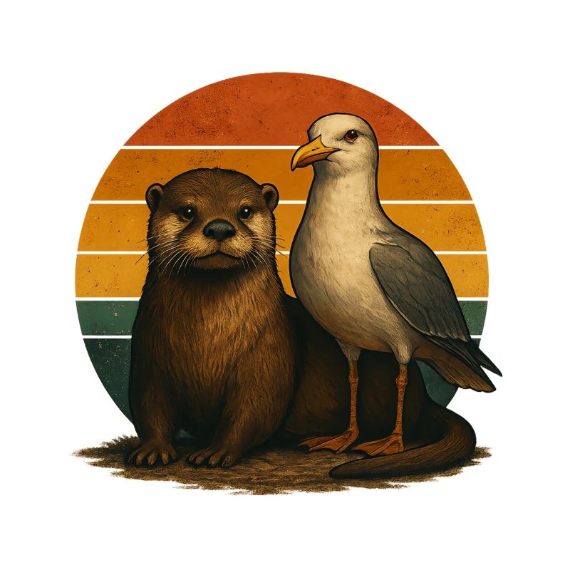 Otter Möwe Retro Tierfreunde