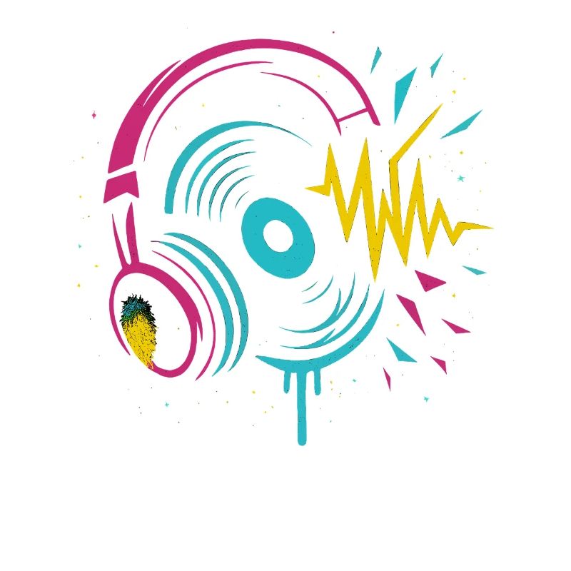 Casque néon, vinyle, son techno rave