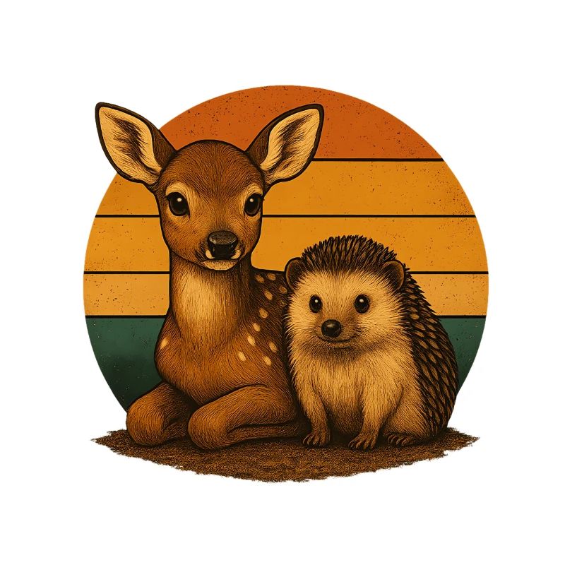 Hirsch Igel Retro Tierfreunde