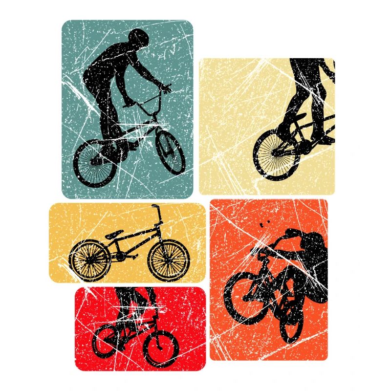 Retro Bicycle Silhouettes Pop Blocks